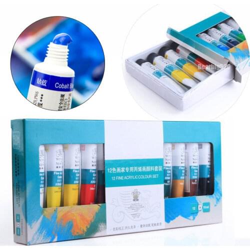 12 Colors Nail Art Acrylic Painting Pen Tips Paint Tube Pigment Draw Painting For Acrylic UV Gel Polish Nail