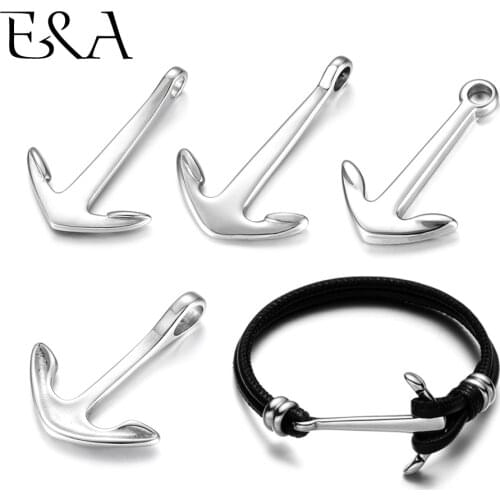 2pcs Stainless Steel Anchor Hooks Clasps Accessories for Milan Rope Leather Bracelet Jewelry Making Necklace Pendant Findings