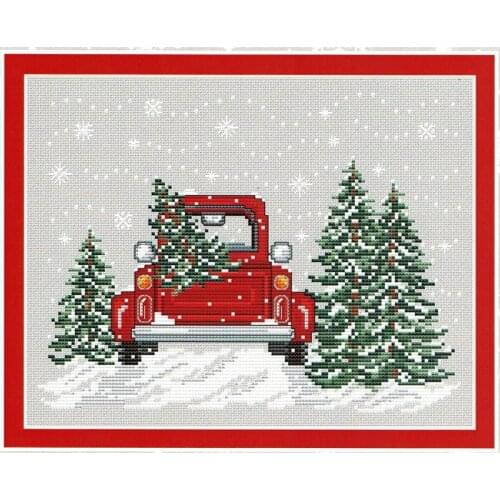 2021 Factory Embroidery Bringing Home the Tree Photo to Cross Stitch Kit with 100% Cotton Floss & Free Shipping for Wall Decor