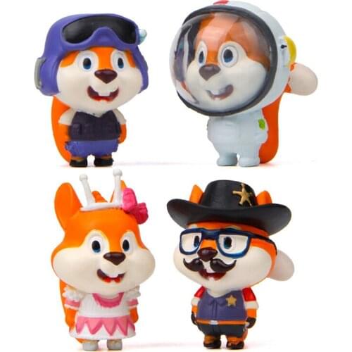 4pcs/lot Squirrel cosplay The astronauts Figures Toys PVC Cute Squirrel Action Figures Collection Model Toy