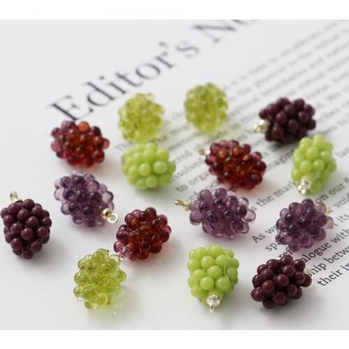50pcs Crystal Grape Charm, Fun Fruit Resin Pendant, Simulation Fruit with Screw Pin Pendant, DIY Handmade Jewelry Accessories