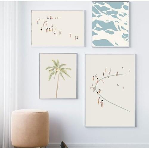 Abstract Waves Seaside Beach Coastal Canvas Painting Wall Art Nordic Posters and Prints Wall Pictures for Living Room Decoration