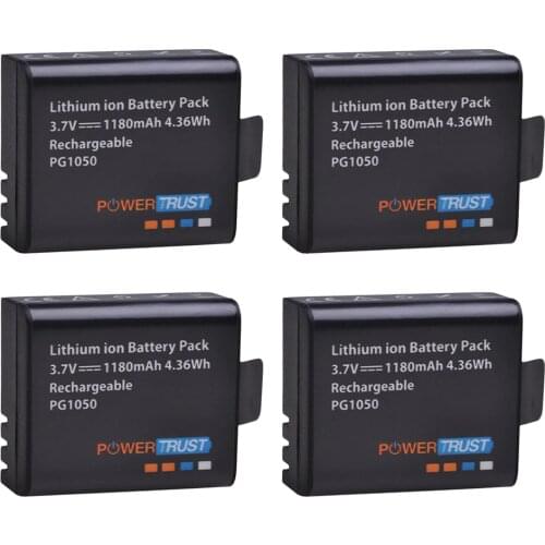 PowerTrust 4x PG1050 Battery 1180mAh Rechargeable Battery For SJCAM SJ4000 Sj4000 SJ5000X For EKEN H9 H9R H8R H8 Action Camera