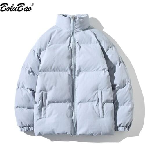 BOLUBAO 2021 Couple Parka Coat Thick Warm Jacket Women Fashion Street Hoodless Jacket Winter Men Solid Color Parka Coat