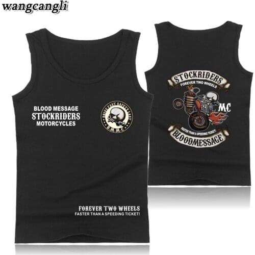 Skull Stockriders Motorcycle Bodybuilding Tank Tops Summer Vest Skull Locomotive fitness Sleeveless Shirt Plus Size Gym Tank Top