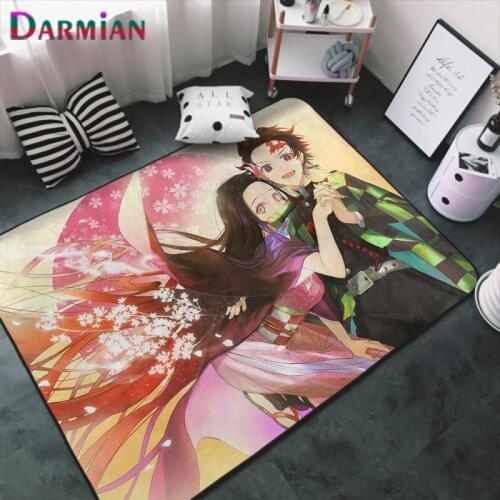 DARMIAN New Fashion Anime Demon Slayer Pattern Non-slip Rug Floor Mat Living Room Bathroom Living Room Bedroom Carpet Decor Rugs