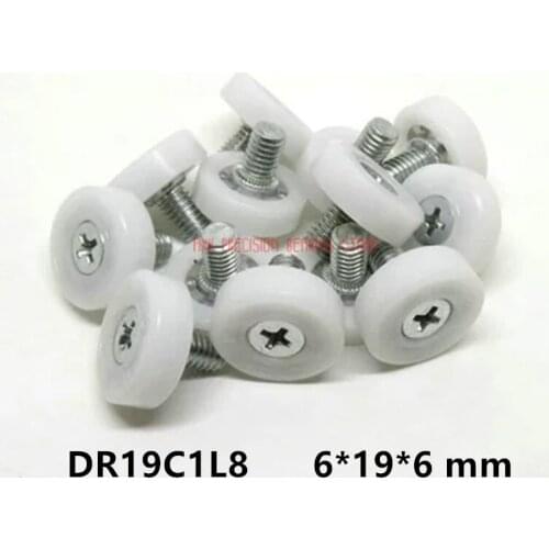 DR19C1L8 Screw Pulley Bearing 6*19*6 mm ( 2 PCS ) Doors and Windows Roller Mute Wheel POM 626 M6*8 Plastic Covered Bearings