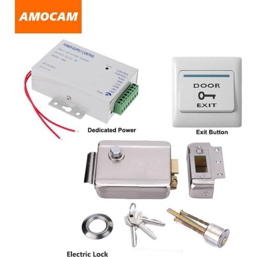 Electric Electronic Door Lock + Power Supply box for Door Access Control System Video doorbell +Door Exit Button Switch