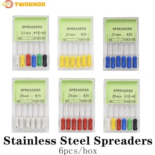 Dental 10 Boxes Stainless Steel Endo Spreaders Root Canal Files 21mm 25mm 6pcs Endodontic Files Dentistry Instrument Pluggers
