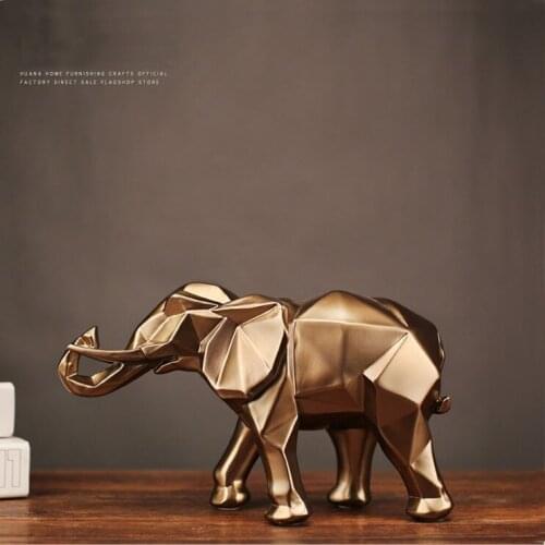 Elephant figurine resin for home office hotel decoration tabletop animal modern craft India Gold Elephant statue decor