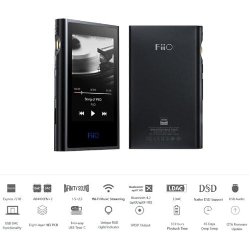 FiiO M9 HIFI AK4490EN *2 Balanced WIFI USB DAC DSD Portable High-Resolution Audio MP3 Player Bluetooth LDAC APTX FLAC