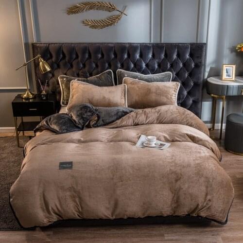 Khaki Winter Flannel Quilt Cover Soft Worm Coral Fleece Comforter Cover Thickening Warm Duvet Bedding Cover Solid Color