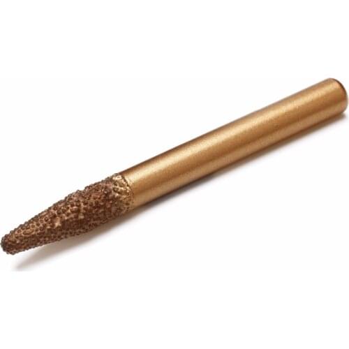 1/4" inch 6*3*12/20mm BULLET Diamond Brazed CNC Router Bit Tools Rotary Mounter Head Grit 46 for Carving Stone Granite Engraving