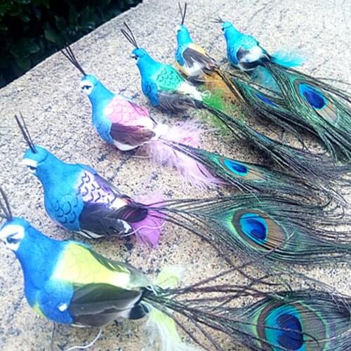 Artificial Peacock Figurines Indoor Outdoor Landscape Decoration Photo Prop