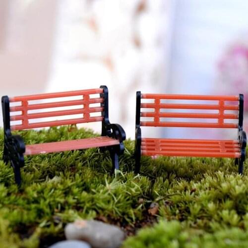 2Pcs Mini Garden Ornament Miniature Park Seat Bench Craft Fairy Dollhouse Decor Micro Home Landscape Ecology Accessories
