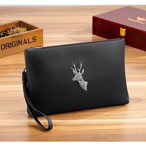 Leather Mens hand bag large capacity fashionable envelope bag Business Wallet high grade brand multi-function Purse