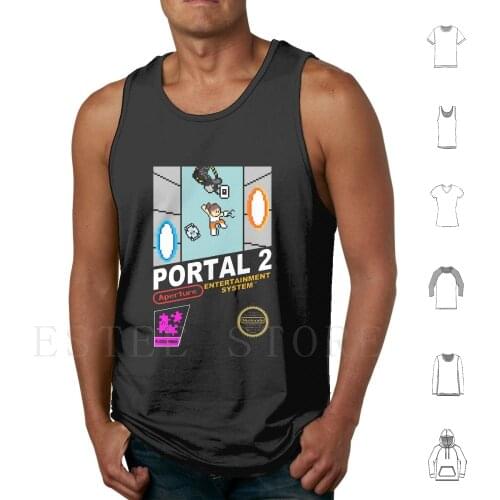 Portal 2-Nes Cover Tank Tops Vest Portal 2 Glados Valve Chell Nes Cover Classic Retro 8Bits 8Bit Pixel Pixelart Aperture