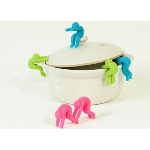 1SET Lid for The Pan Pot Cover Spill Control Silicone People Prevent Overflow Creative Cooking Tools Lid Stand for Spoon OK 0625