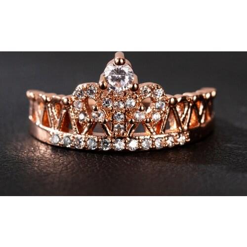 Fashion Luxury Crown Ring for Women Rose Gold Engagement Wedding Rings Jewelry Romantic Party Gift Wholesale