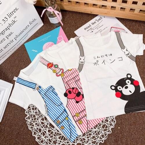 New Children Cotton White T-Shirt 1-5 Years Old Boys And Girls Cartoon Kids Short Sleeved Baby Clothes