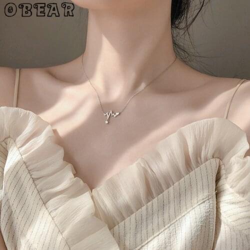 OBEAR Silver Plated Zircon Heartbeat Curves Necklace for Women Gift Silver Color Necklace Choker