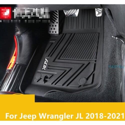 For Jeep Wrangler JL 2018-2021 Rubber floor mats modified TPE waterproof floor mats interior carpet mats four doors high quality