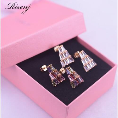 Женские золотые серьги Risenj China At AliExpress