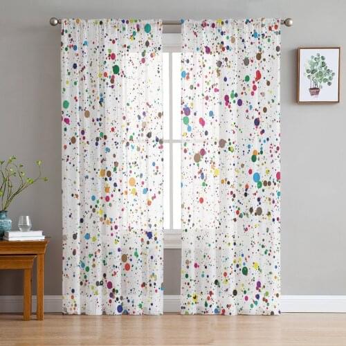 Colorful Abstract Splash Ink Sheer Curtains for Living Room Modern Voile Curtain Bedroom Tulle Curtains Window Drapes Decor