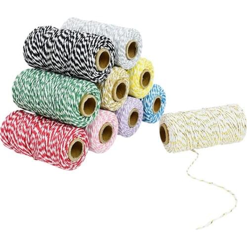 100m/roll 2mm Double Color Twine String Cotton Cords For Handmade Accessories Wedding Party Decoration DIY Gift Wrapping Ropes