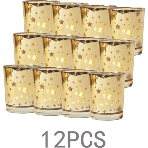 12Pcs Glass Candle Holder Votive Candlelight Wedding Parties Hotel Cafe Bar Home Decor