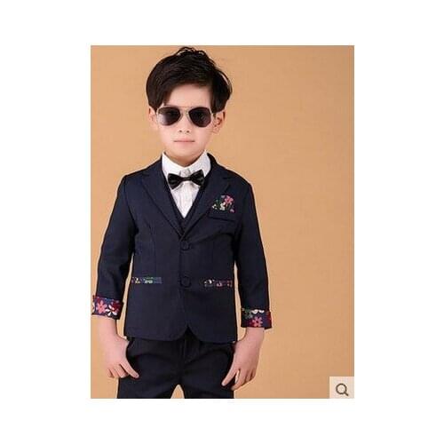 2017 New Children Suit Baby Boys Suits Kids Blazer Boys Formal Suit For Weddings Boys Clothes Set Jackets+Vest+Pants 3pcs 4-12Y