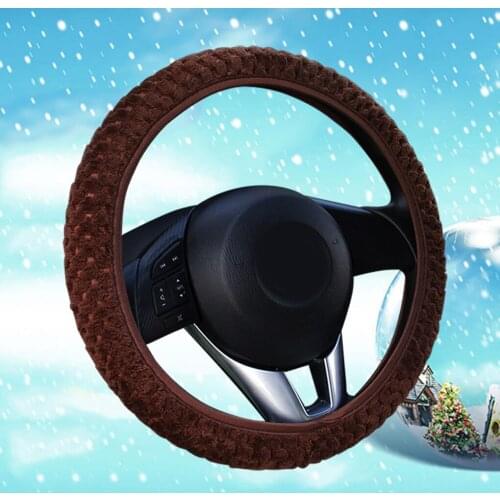 Auto Decoration Winter Warm Universal Car-styling Soft Warm Plush Covers Car Steering Wheel Cover Pearl Velvet