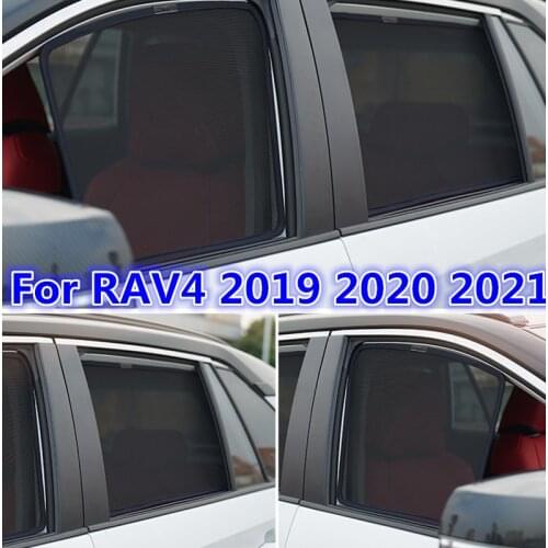 Car Sun Shade Magnet Window Sunshade Blocks UV Rays Foldable Mesh Sun Visor Protector Car Curtain For Toyota RAV4 2019 2020 2021