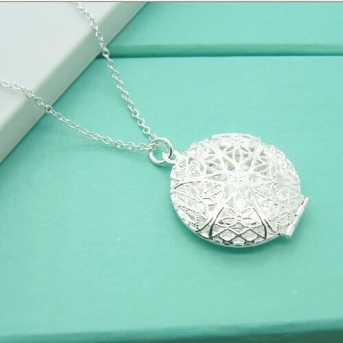 High Jewelry 925 Sterling Silver Necklace Frame Pendant Necklace Silver Chain Gifts For Women & Men