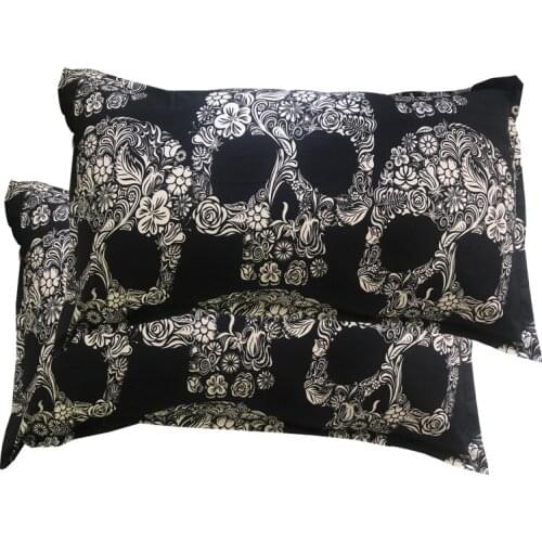King size black Skull pillowcase 20x36 inch 51x92cm bedding pillowcase 2 Piece Pocket Pillow cover printing pillowcases