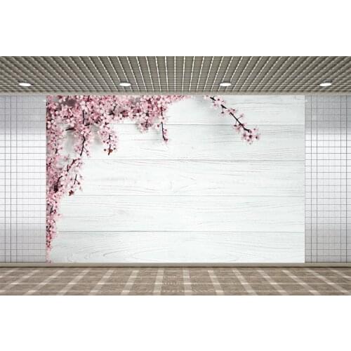 Lyavshi Fruit Tree Flowers on White Wooden Background Backdrops Party Room Decor Photography Backgrounds for Photo Studio Props