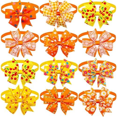 100pcs Fall Pet Cat Dog Grooming Accessories Orange Thanksgiving Pet Supplies Cat Dog Bow Ties Cat Samll-middle Dog Bowties