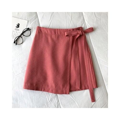 Short skirt female summer new style Korean style small fresh bandage high waist thinner sweet A-line skirt skirt