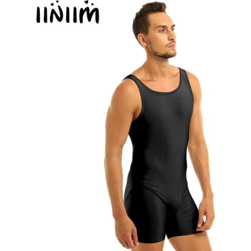 Hot Mens Sleeveless Stretchy Bodycon Gymnastics Jockstraps Bulge Pouc Bodysuit Leotard Dance Biketard Unitard Teddies Clubwear
