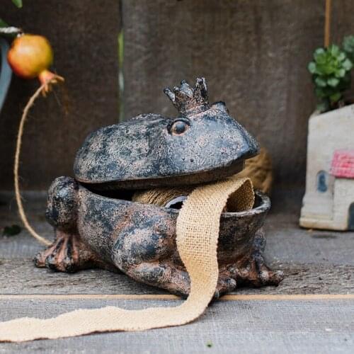 Frog Toad Resin Storage Box Decoration Art Vintage Frog Garden Courtyard Entrance