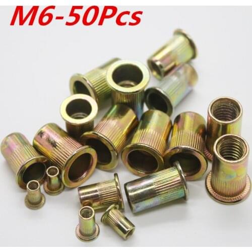 M6 Threaded Carbon Steel Rivet Nut Rivnut Inserts Nut 50Pcs/Lot Free Shipping
