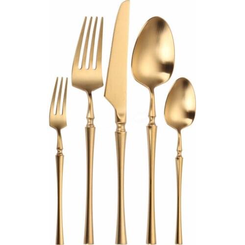 Matte Cutlery Set Gold Cutlery Set Stainless Steel Kitchen Set Dinnerware Home Spoon Fork Knife Tableware Eco Friendly Flatware