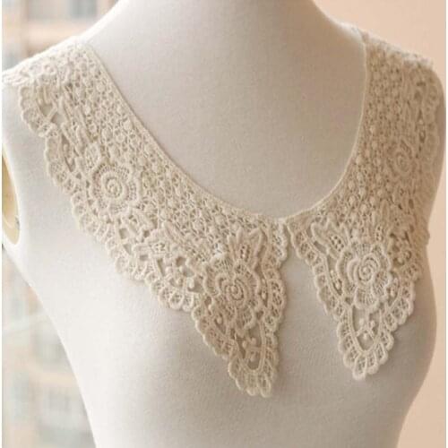 Patches fabric collar Trim Neckline Applique for dress/wedding/shirt/clothing/DIY/craft/Sewing flower Floral lace cotton white