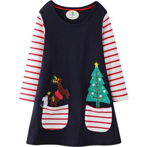 New Winter Christmas Girls Dress Sweet And Western Long-sleeved Snowman Dot Girls Dress