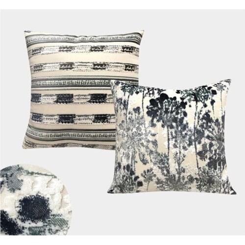 New Style Gray Blue Jacquard Pillowcase Living Room Sofa Chair Seat Pillow Cases Decoration Home Decor Soft Cushion Cover
