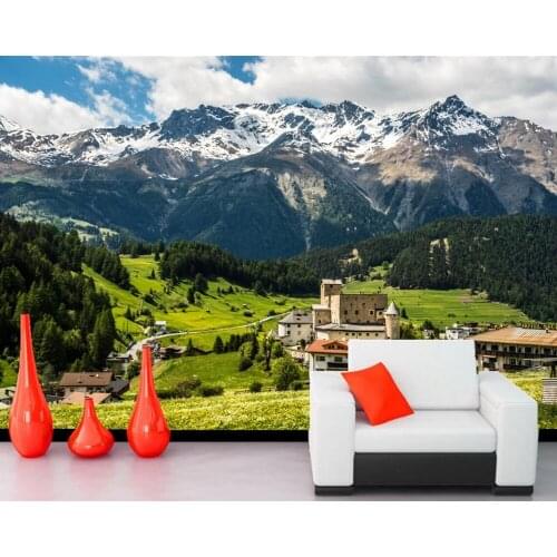 Papel de parede Houses Mountains Forests Grasslands photo wallpaper, living room sofa TV wall bedroom restaurant custom murals