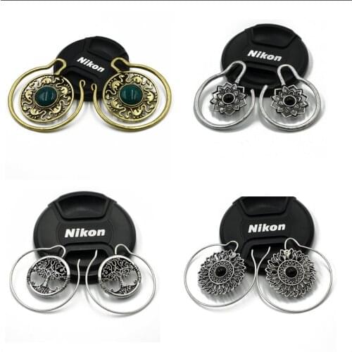 Pair Brass Tribal Indian Bloom Mandala Flower Drop Hoop Ear Weights Spiral Ear Piercing Charming Jewelry Mixed 11 Style