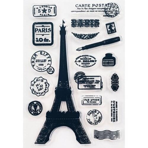 11*16CM Iron Tower Transparent Clear Stamps / Silicone Seals Roller Stamp For DIY Scrapbooking Photo Album/Card Making