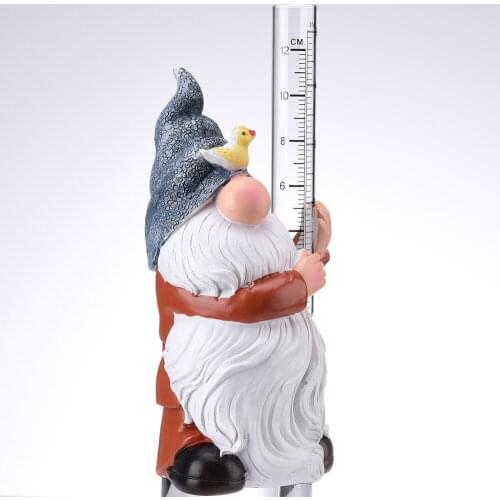 Garden Rain Gauge Gnome Durable Hand Painted Plastic Resin Yard 1PCS Outdoor Sculpture Statue