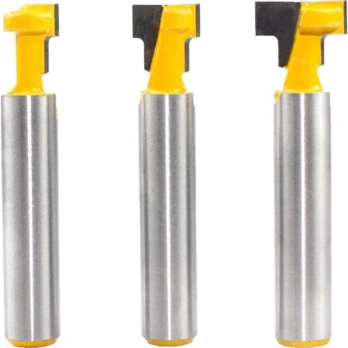 SHGO HOT-3Pc 8mm Shank T-Slot Cutter Router Bit Set Key Hole Bits Hex Bolt T Slotting Milling Cutter for Wood Woodworking Tool